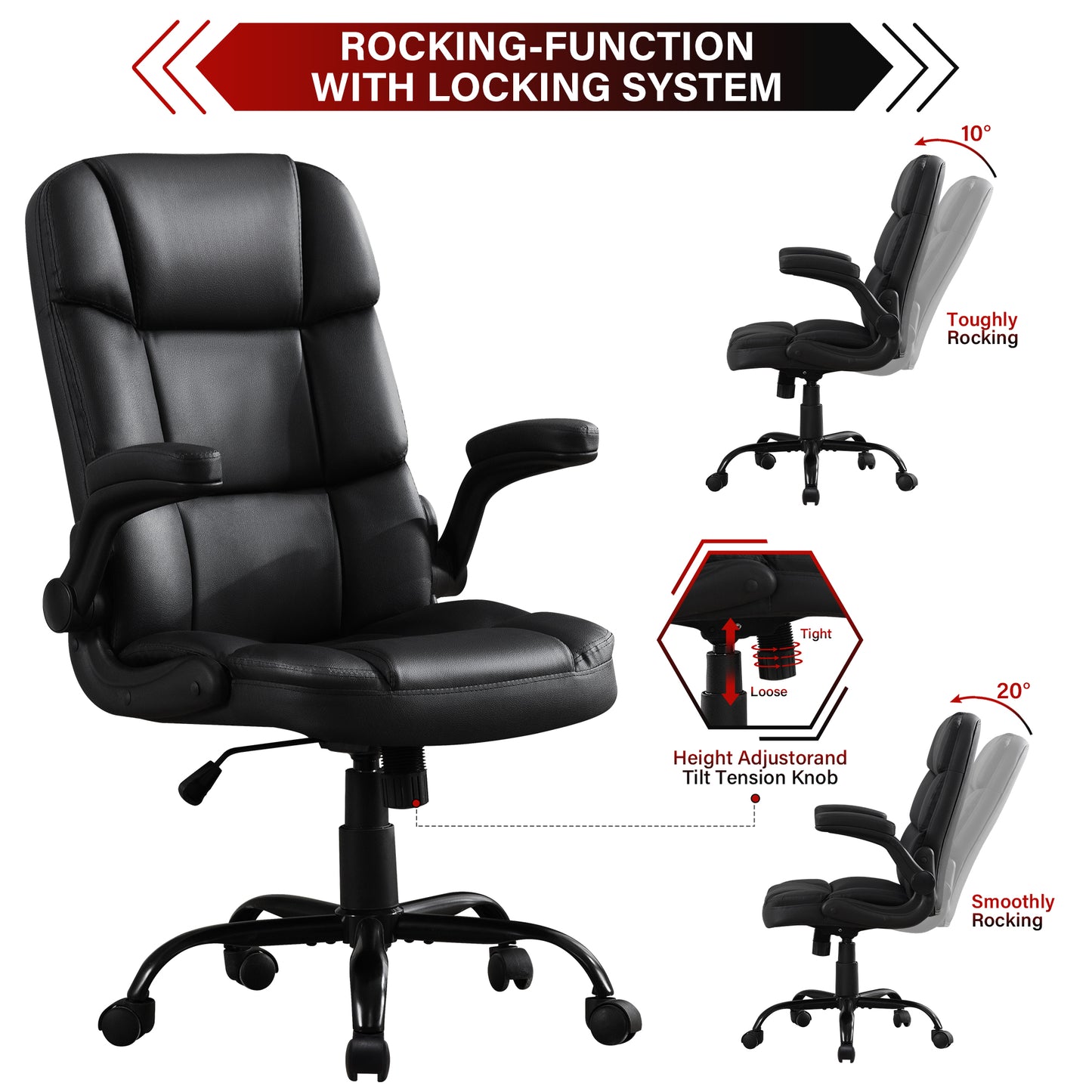 HISKC Big and Tall Office Chair 400LBS Wide Seat Ergonomic Computer Desk Chair High Back Executive Leather Chair Adjustable Task Chair Lumbar Back Support 8 Hours Heavy Duty Design,Black