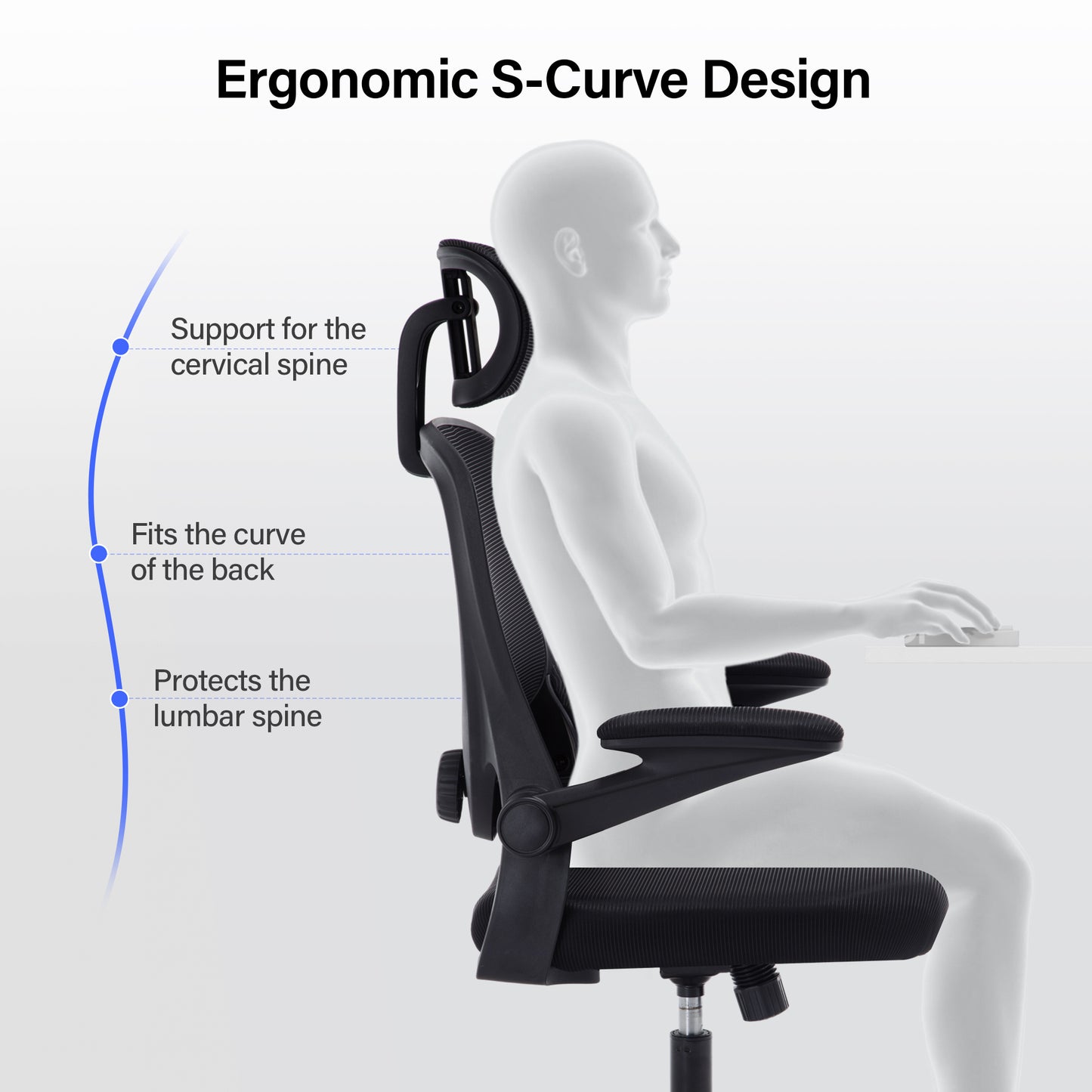 HISKC Ergonomic Office Chair, High Back Adjustable Computer Desk Chair with Lumbar Support, 400lb, Black