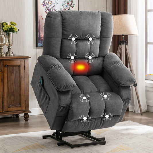 Power Lift Recliner Chair Recliners for Elderly with Heat and Massage Recliner Chair for Living Room with Infinite Position and Side Pocket,USB Charge Port,1124LM