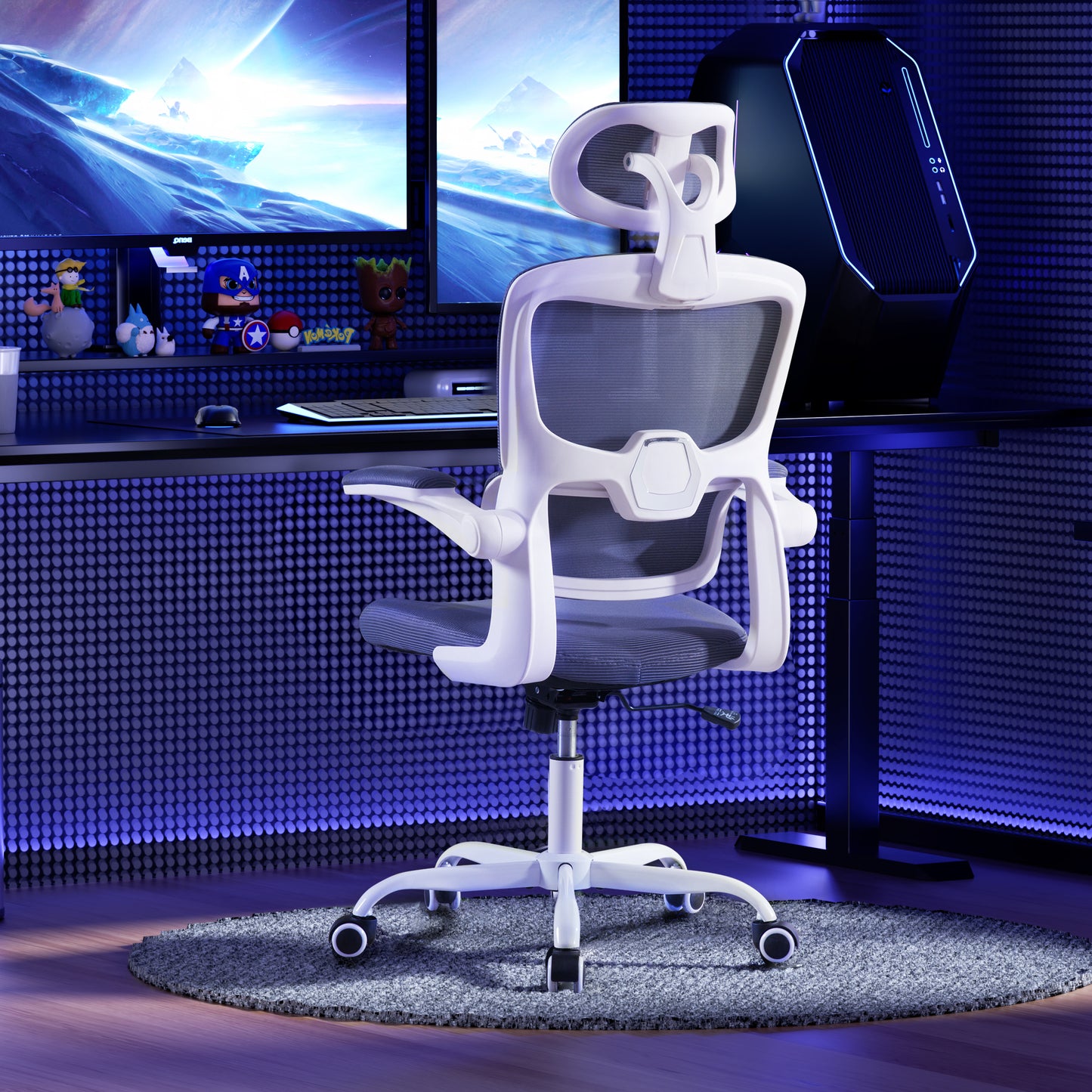 Hiskc High Back Lumbar Support and Armrest Office Desk Chair, Grey