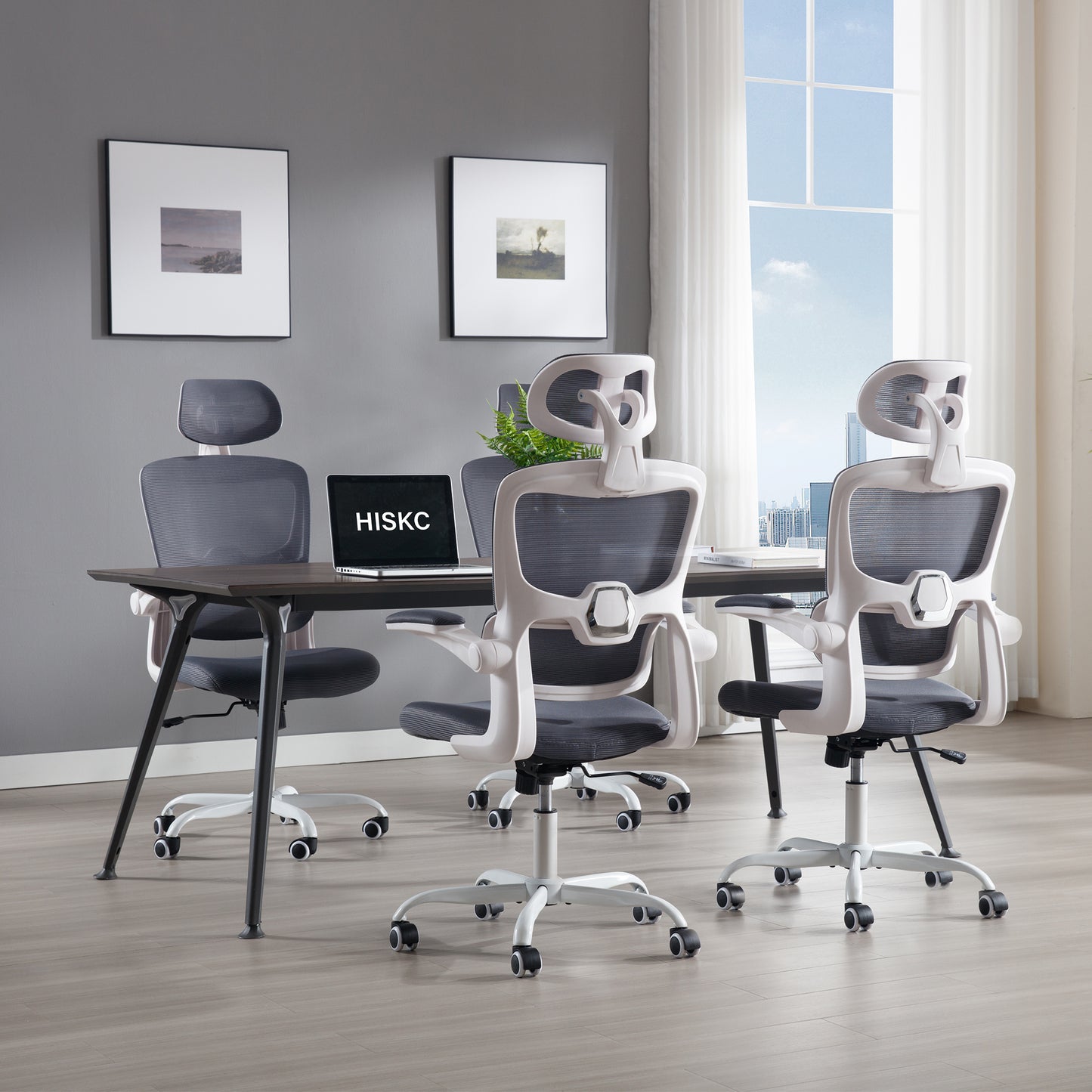 Hiskc High Back Lumbar Support and Armrest Office Desk Chair, Grey